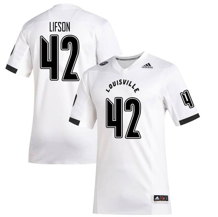 Men #42 Josh Lifson Louisville Cardinals College Football Jerseys Sale-White